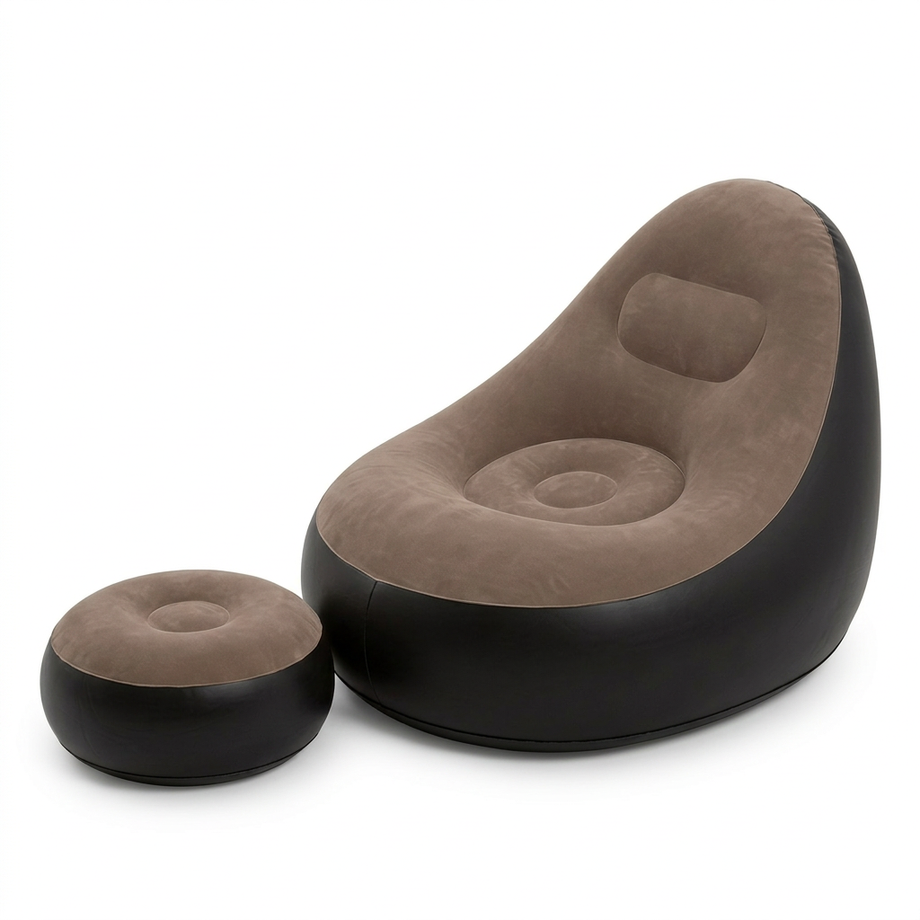 Inflatable lounge chair and footstool